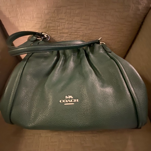 Like New, deep ivy green, rich pebbled leather COACH hobo purse - Picture 2 of 8